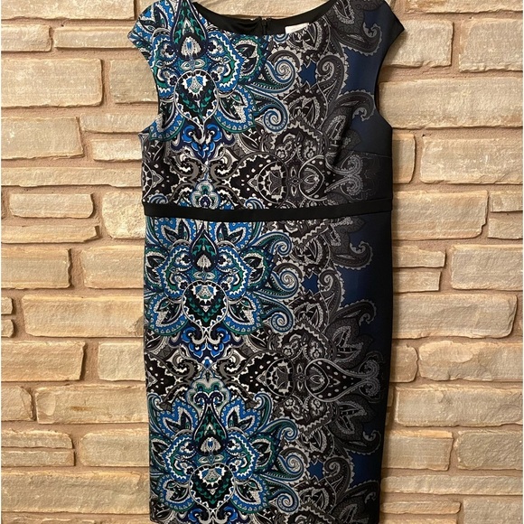 Chico's Dresses & Skirts - Chicos Dress Size 1.5 Omber Paisley Carbon Blue Sleeveless Sheath,Soft& stretchy